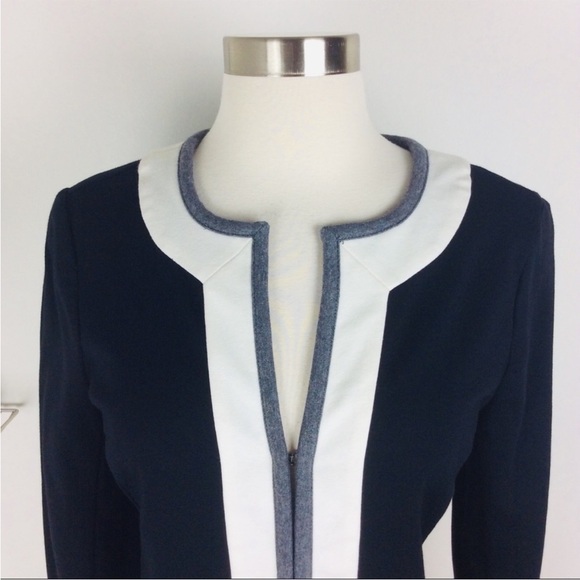 Navy and White Open Front lightweight Cardigan jacket - Picture 2 of 8